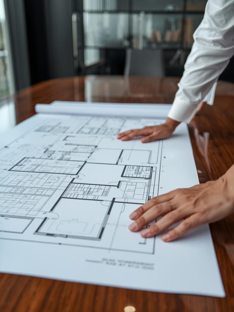 Reviewing Modular Floor Plans in Professional Design Meeting